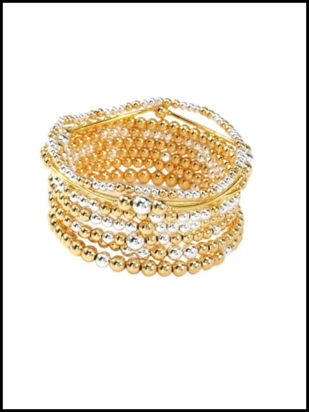 14K Gold Plated Beaded Bracelets for Women Stackable Stretch Elastic Set